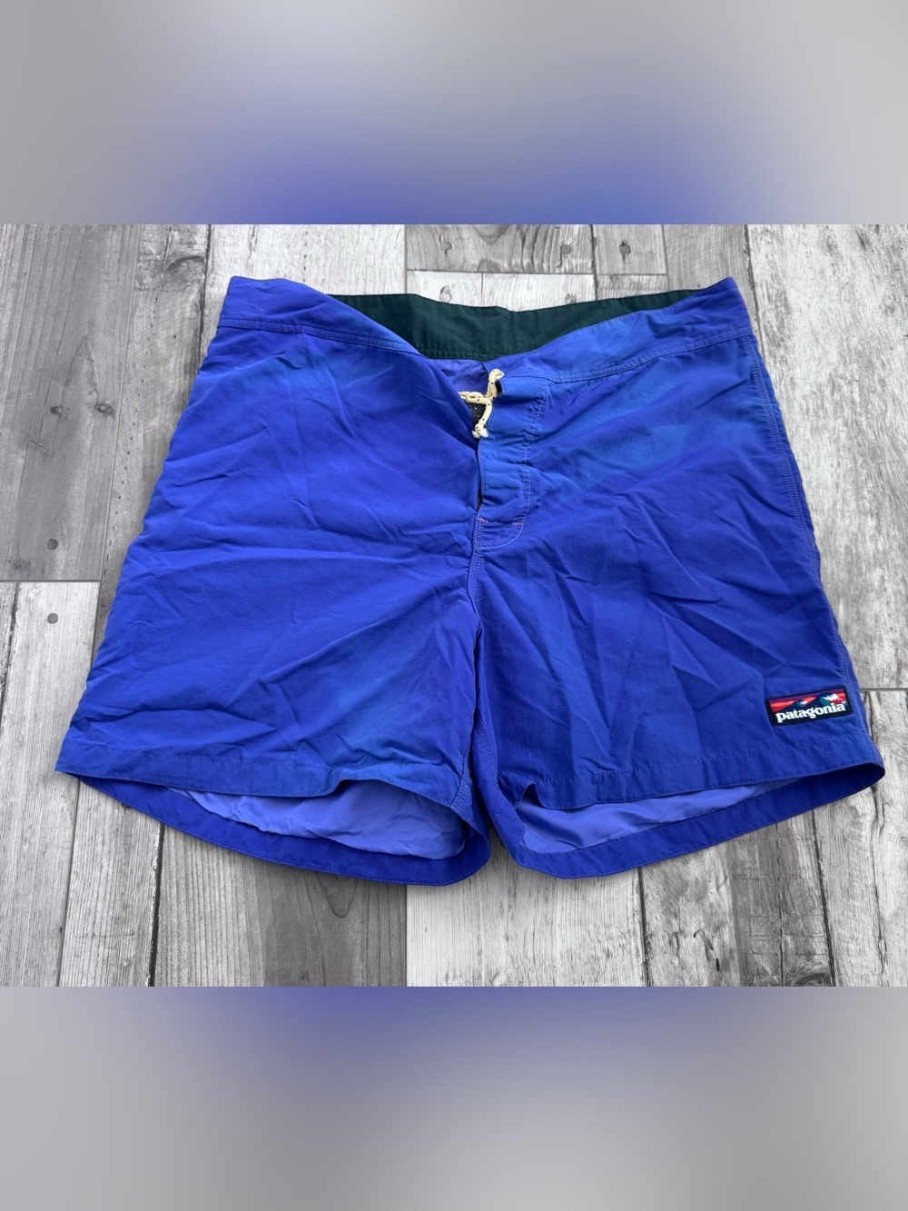 VTG Patagonia Baggies Shorts Men's 35 Blue Nylon Swim Hiking Summer 90s Fading 5